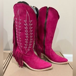 💖Liberty Black Marie Fuschia Fringe Boots💖